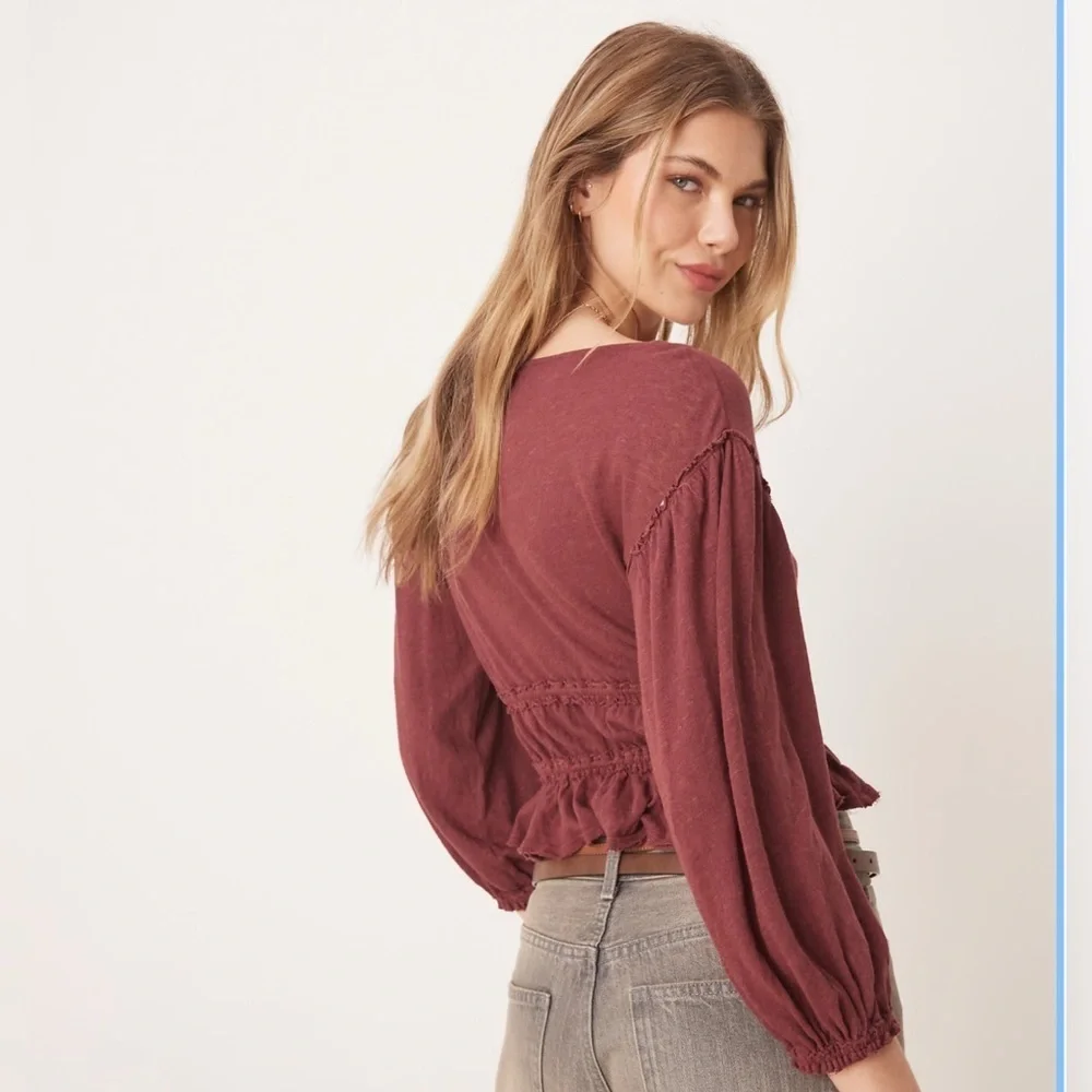 New! Free People Let's Go Tie Front Linen & Cotton Top Size XS - $78 MSRP